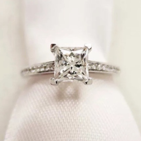 Princess Cut Silver Ring - Picture 2 of 5